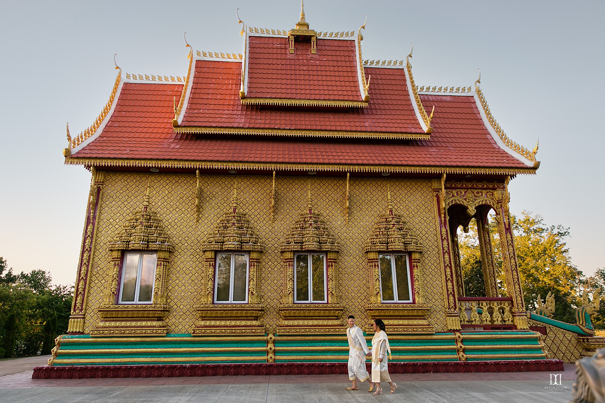 rochester photographers bride and groom portraits at buddhist temple