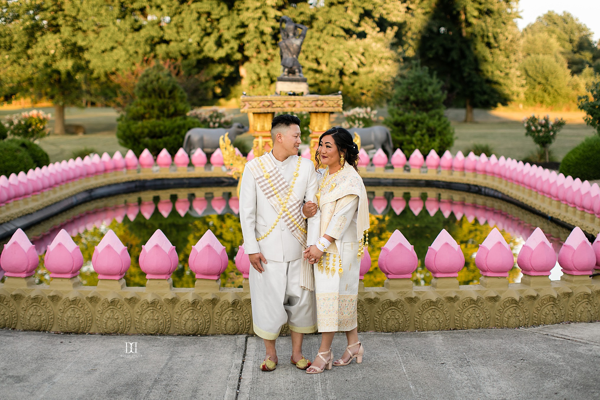 rochester photographers wedding portraits at buddhist temple 
