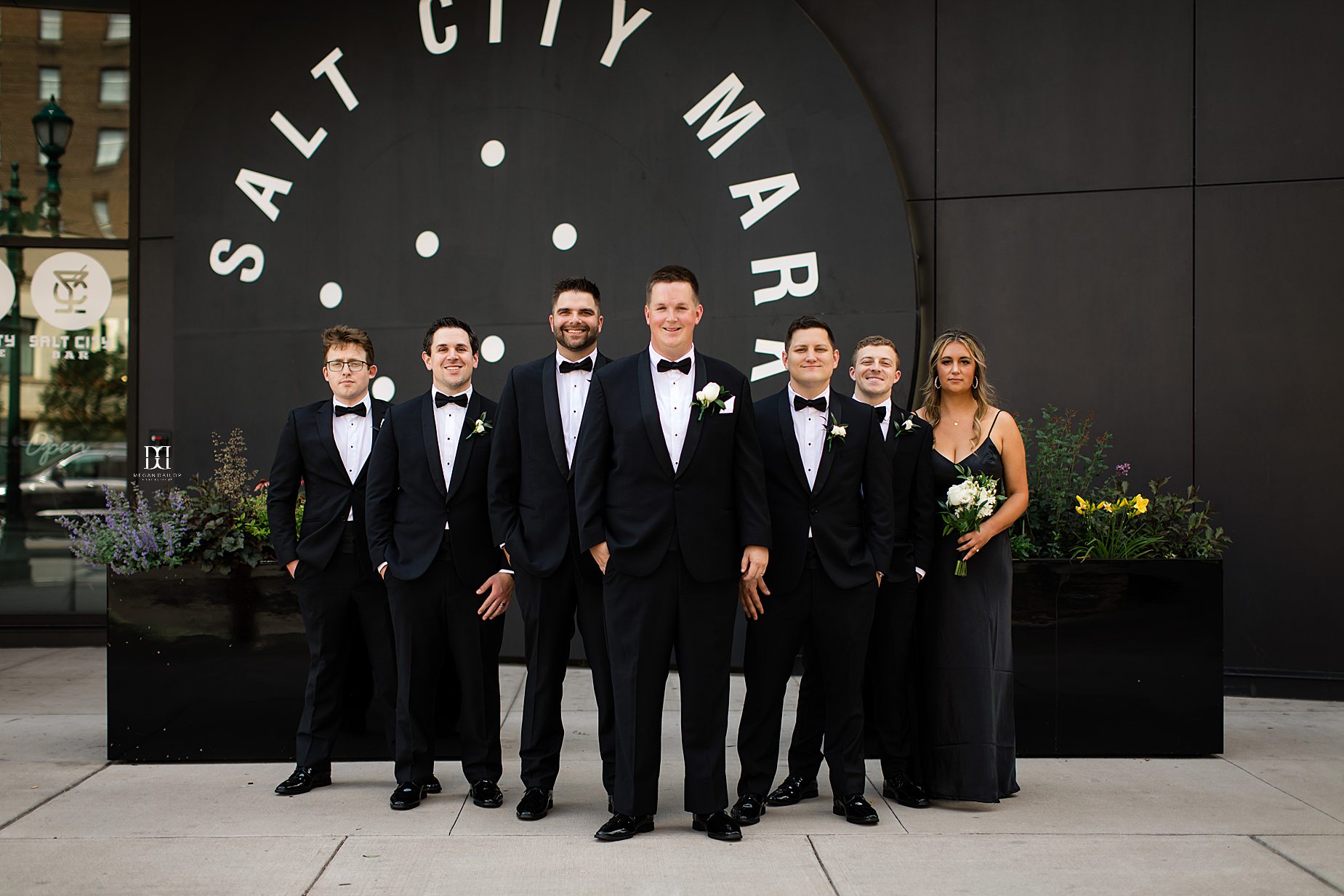 salt city market wedding party photos. Syracuse wedding photographers