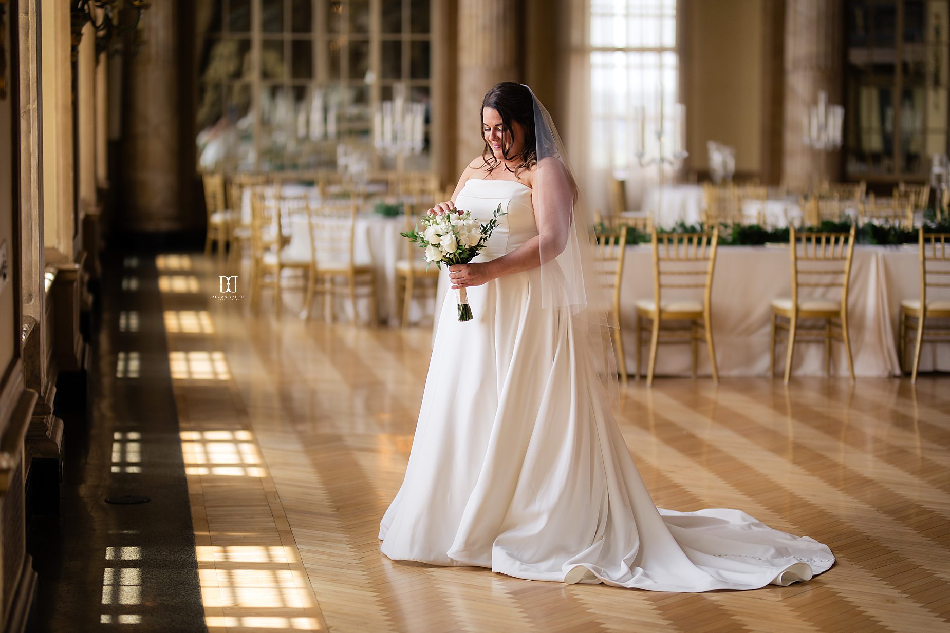bride in satin wedding dress. Syracuse wedding photographers