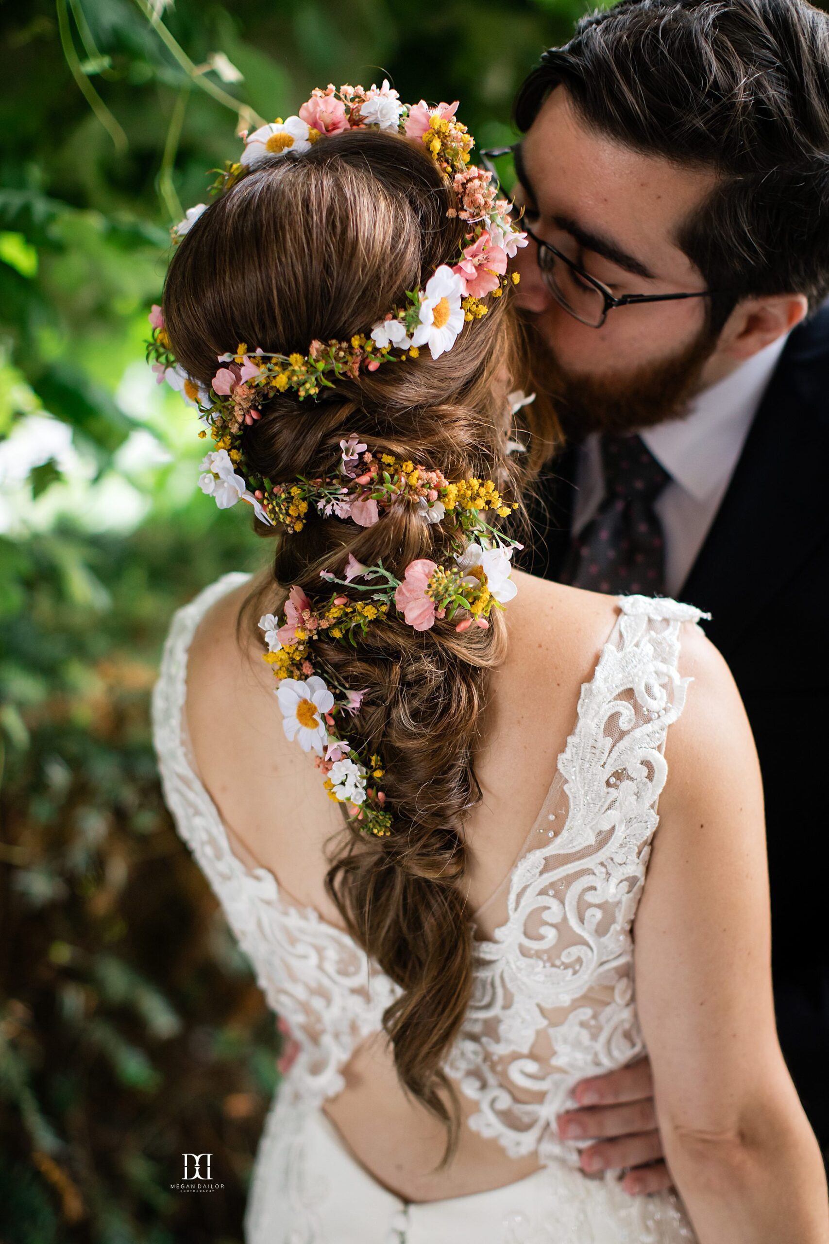 intricate bridal braid with flowers